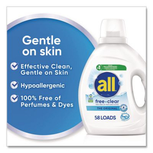 All Free Clear HE Laundry Detergent, 58 Loads, Unscented, 73 oz Bottle, 6/Carton (47415)