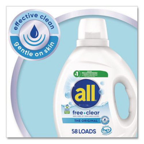 All Free Clear HE Laundry Detergent, 58 Loads, Unscented, 73 oz Bottle, 6/Carton (47415)