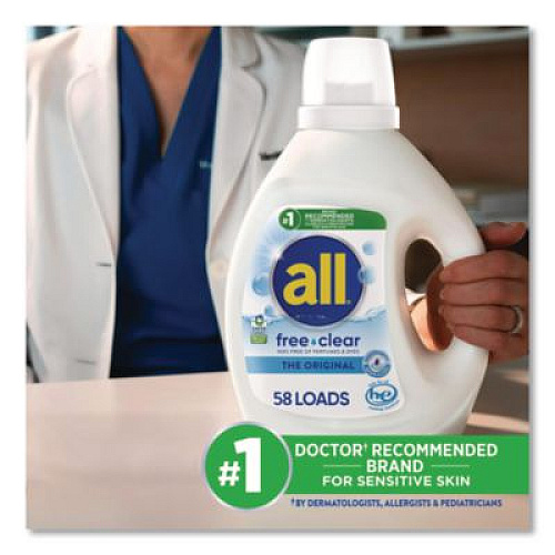 All Free Clear HE Laundry Detergent, 58 Loads, Unscented, 73 oz Bottle, 6/Carton (47415)
