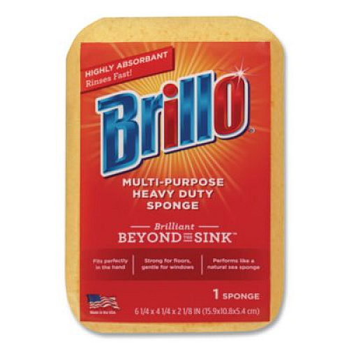 Brillo Multi-Purpose Sponge, 4.25 x 6.25, 2.12" Thick, Yellow, 6/Carton (22401)
