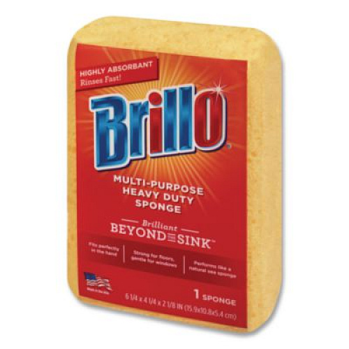 Brillo Multi-Purpose Sponge, 4.25 x 6.25, 2.12" Thick, Yellow, 6/Carton (22401)