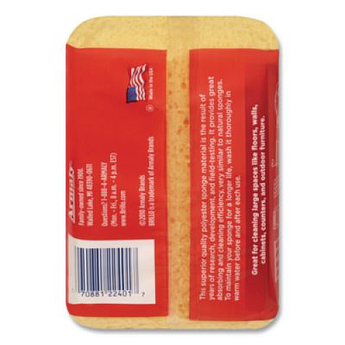 Brillo Multi-Purpose Sponge, 4.25 x 6.25, 2.12" Thick, Yellow, 6/Carton (22401)