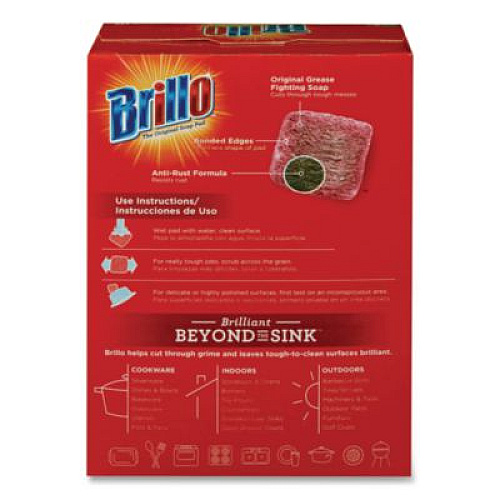 Brillo Steel Wool Soap Pads, 2.5 x 3, Gray/Pink, 10 Pads/Box, 12 Boxes/Carton (23310)