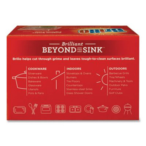 Brillo Steel Wool Soap Pads, 2.5 x 3, Gray/Pink, 4 Pads/Box, 12 Boxes/Carton (53304)