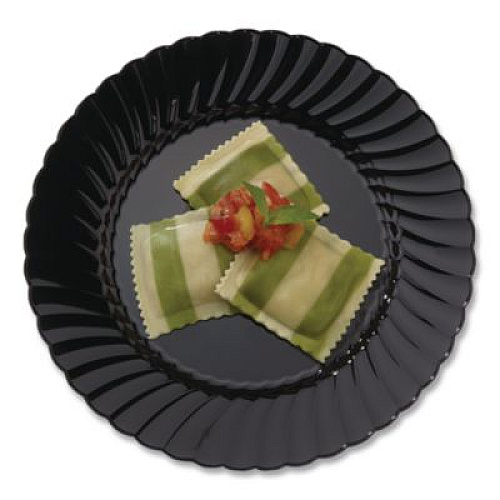 WNA Classicware Plastic Plates, 6" dia, Black, 10/Pack, 18 Packs/Carton (CW6180BK)