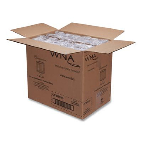 WNA Classic Crystal Plastic Wine Glasses on Pedestals, 5 oz, Clear, 10/Pack, 24 Packs/Carton (CCW5240)