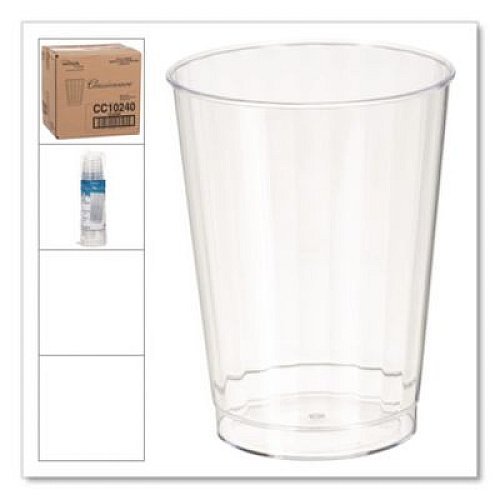 WNA Classic Crystal Plastic Tumblers, 10 oz, Clear, Fluted, Tall, 20/Pack, 12 Packs/Carton (CC10240)