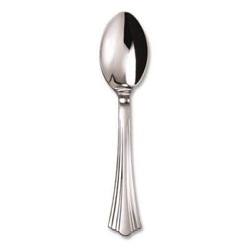 WNA Reflections Heavyweight Plastic Utensils, Spoon, Silver, 40/Pack (REF320SPPK)