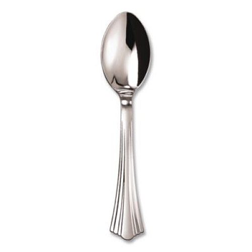 WNA Reflections Heavyweight Plastic Utensils, Spoon, Silver, 40/Pack, 8 Packs/Carton (REF320SP)
