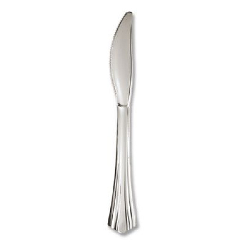 WNA Reflections Heavyweight Plastic Utensils, Knife, Silver, 40/Pack (REF320KNPK)