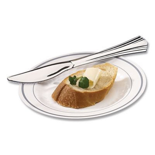 WNA Heavyweight Plastic Knives, Reflections Design, Silver, 600/Carton (630155)