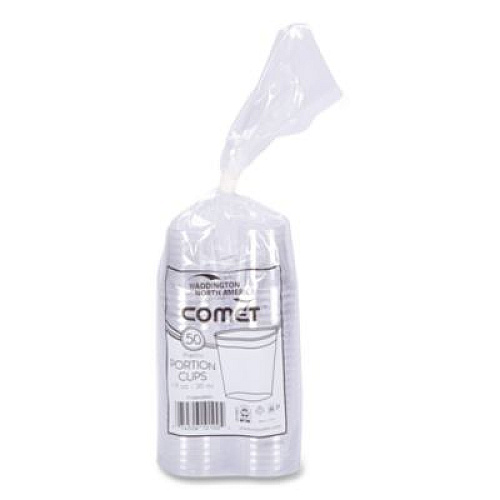 WNA Comet Plastic Portion/Shot Glass, 1 oz, Clear, 50/Pack, 50 Packs/Carton (P10)