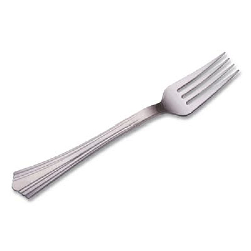 WNA Heavyweight Plastic Forks, Reflections Design, Silver, 600/Carton (610155)