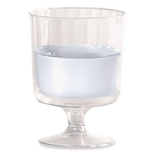 WNA Classic Crystal Plastic Wine Glasses on Pedestals, 5 oz, Clear, 10/Pack, 24 Packs/Carton (CCW5240)