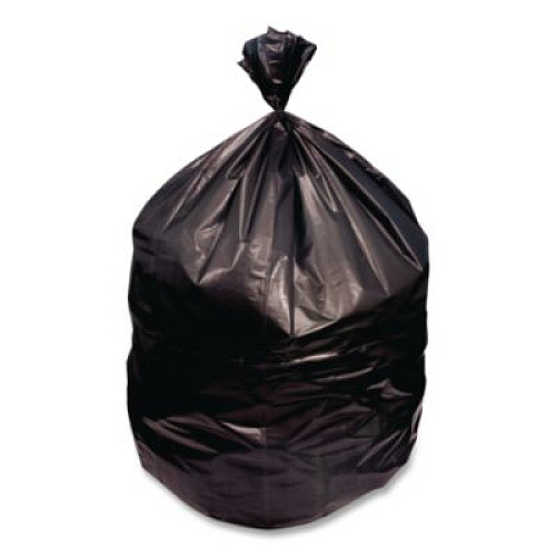 Heritage Reprocessed Resin Can Liners, 60 gal, 1.5 mil, 38" x 58", Black, Flat Pack, 100/Carton (X7658AK)