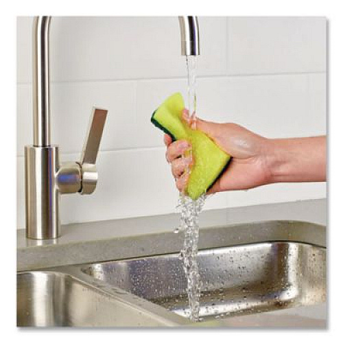 Brillo Estracell Heavy Duty Scrub Sponge, 4.9 x 2.9, 0.8" Thick, Yellow/Green, 12/Carton (21001)