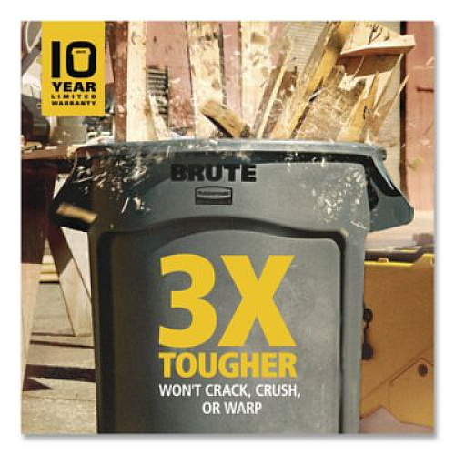 Rubbermaid Commercial Vented Round Brute Container, 10 gal, Plastic, Gray (2610GRA)