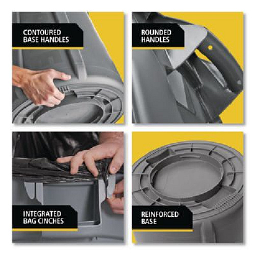 Rubbermaid Commercial Vented Round Brute Container, 10 gal, Plastic, Gray (2610GRA)