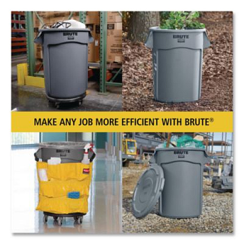 Rubbermaid Commercial Vented Round Brute Container, 32 gal, Plastic, Dark Green (2632DGR)
