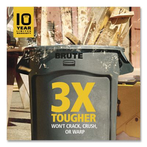 Rubbermaid Commercial Vented Round Brute Container, 44 gal, Plastic, Red, 4/Carton (264360REDCT)