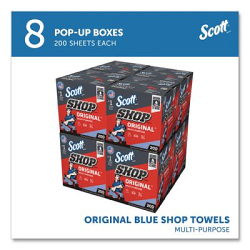 Scott Shop Towels Original, 1-Ply, 9 x 12, Unscented, Blue, 200/Box (75190BX)