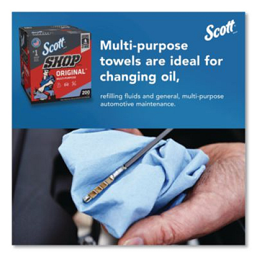 Scott Shop Towels Original, 1-Ply, 9 x 12, Unscented, Blue, 200/Box (75190BX)