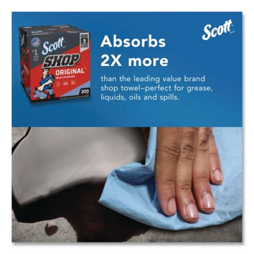 Scott Shop Towels Original, 1-Ply, 9 x 12, Unscented, Blue, 200/Box (75190BX)