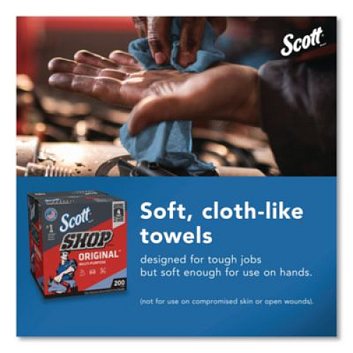 Scott Shop Towels Original, 1-Ply, 9 x 12, Unscented, Blue, 200/Box (75190BX)