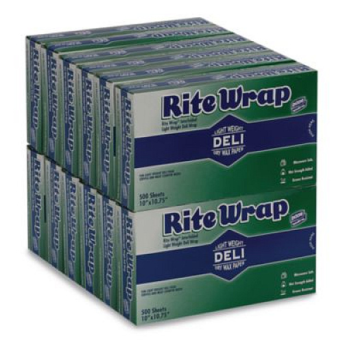 Dixie Rite-Wrap Dry Wax Lightweight Deli Paper, 10 x 10.75, 500 Sheets/Pack, 12 Packs/Carton (RW106)