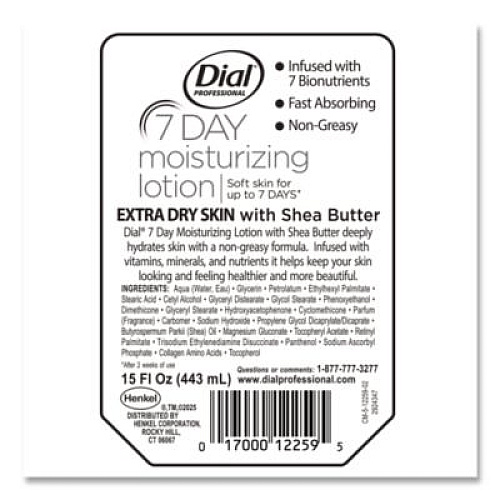 Dial Professional 7-Day Moisturizing Lotion for Versa Dispenser, 15 oz Refill Pouch (12259EA)