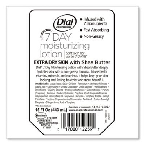 Dial Professional 7-Day Moisturizing Lotion for Versa Dispenser, 15 oz Refill Pouch, 6/Carton (12260CT)