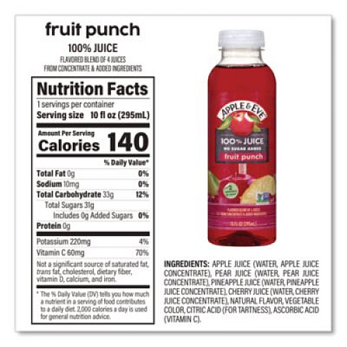 Apple & Eve 100% Fruit Juice Variety Pack, Assorted Flavors, 10 oz Bottle, 24/Carton (22002662)