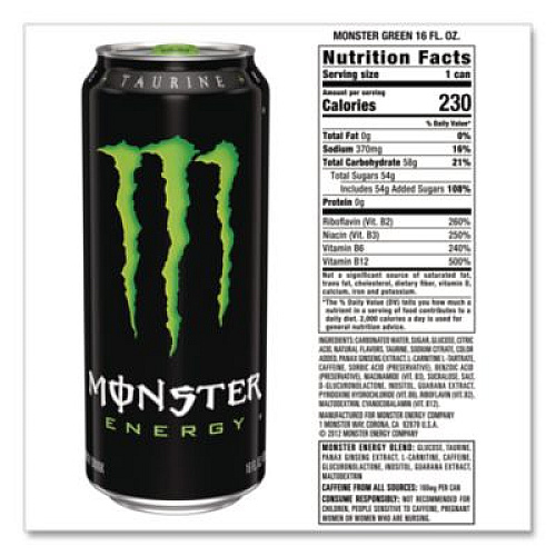 Monster Energy Original, 16 oz Bottle, 24/Carton (22002676)
