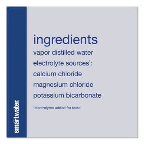 smartwater Vapor-Distilled Water, Unflavored, 33.8 oz Bottle, 15/Carton (22002684)