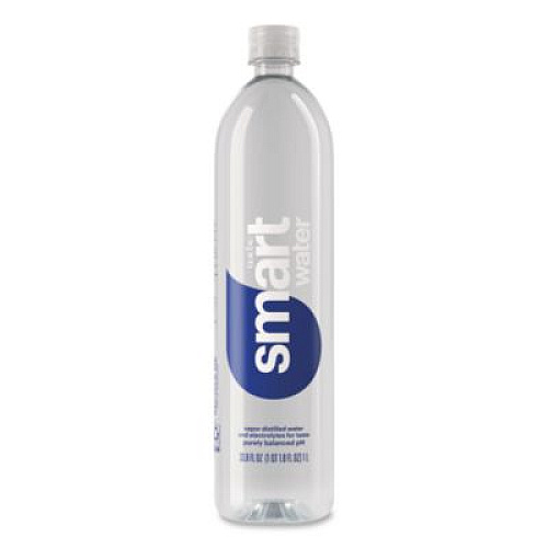 smartwater Vapor-Distilled Water, Unflavored, 33.8 oz Bottle, 15/Carton (22002684)