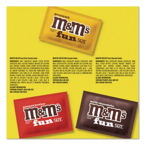 M & M's Milk Chocolate, Peanut and Peanut Butter Fun Size Variety Pack, Assorted Flavors, Individually Wrapped, 90 Pieces (22002630)