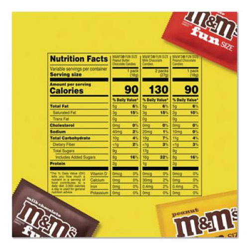 M & M's Milk Chocolate, Peanut and Peanut Butter Fun Size Variety Pack, Assorted Flavors, Individually Wrapped, 90 Pieces (22002630)