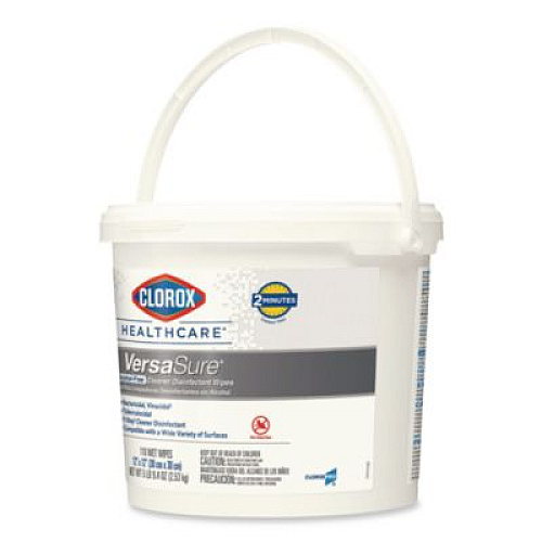 Clorox Healthcare VersaSure Cleaner Disinfectant Wipes, 1-Ply, 12 x 12, Fragranced, White, 110/Bucket, 2 Buckets/Carton (31759)