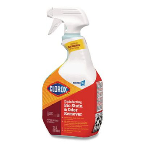CloroxPro Disinfecting Bio Stain and Odor Remover, Fragranced, 32 oz Spray Bottle, 9/Carton (31903)