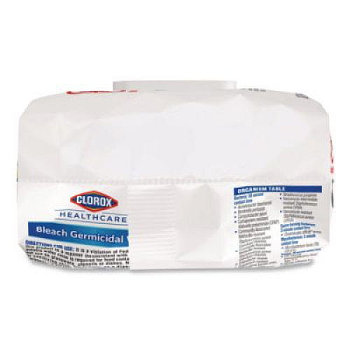 Clorox Healthcare Bleach Germicidal Wipes, Disinfectant Wipes, 1-Ply, 6.75 x 9, Unscented, White, 100 Wipes/Flex-Pack, 6 Flex-Packs/Carton (32621)