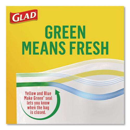 Glad Zipper Food Storage Plastic Bags, Quart Size, 7.75 x 7, Clear, 25 Bags/Box, 12 Boxes/Carton (55052)