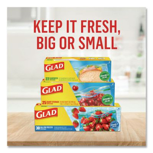 Glad Zipper Food Storage Plastic Sandwich Bags, 6.63 x 5.88, Clear, 50 Bags/Box, 12 Boxes/Carton (57263)