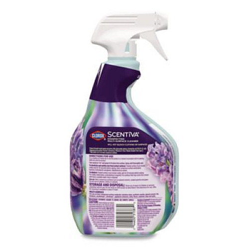 Clorox Scentiva Disinfecting Multi-Surface Cleaner, Bleach Free, Lavender and Jasmine, 32 oz Spray Bottle, 9/Carton (60523CT)