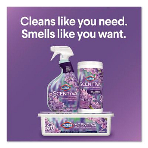 Clorox Scentiva Disinfecting Multi-Surface Cleaner, Bleach Free, Lavender and Jasmine, 32 oz Spray Bottle, 9/Carton (60523CT)