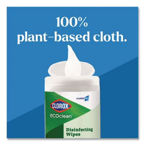 CloroxPro EcoClean Disinfecting Wipes, 1-Ply, 8 x 7, Unscented, White, 75 Count, 6/Carton (60605CT)
