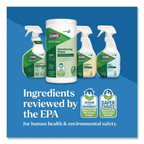 CloroxPro EcoClean Disinfecting Wipes, 1-Ply, 8 x 7, Unscented, White, 75 Count, 6/Carton (60605CT)