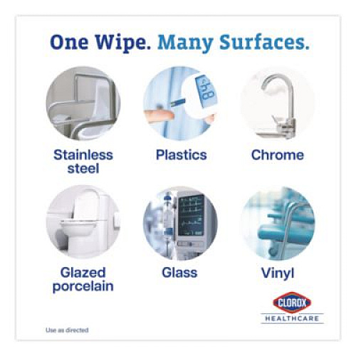 Clorox Healthcare Dispatch Hospital Cleaner Disinfectant Towels w/Bleach, 1-Ply, 6.75 x 8, Unscented, White, 150/Canister, 8 Canisters/Carton (69150)