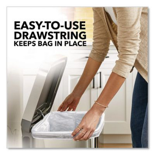 Glad ForceFlex Kitchen Drawstring Trash Bags, 13 gal, Gain Lavender Scent, 24 x 27.38, White, 80 Bags/Box, 3 Boxes/Carton (78902)