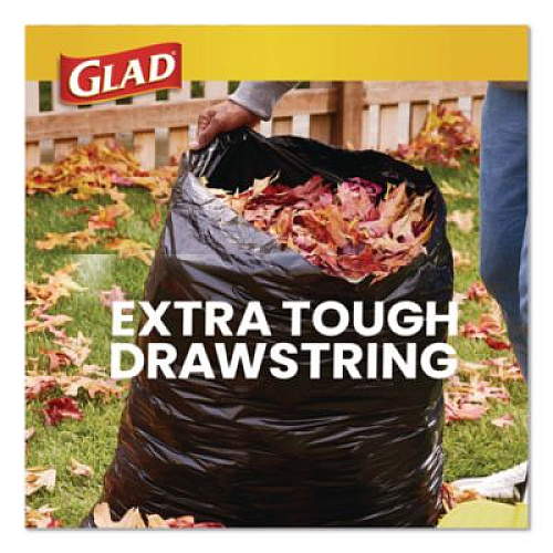 Glad Guaranteed Strong Large Drawstring Trash Bags, Three-Ply, 30 gal, 1.05 mil, 30" x 33", Black, 90/Carton (78952)