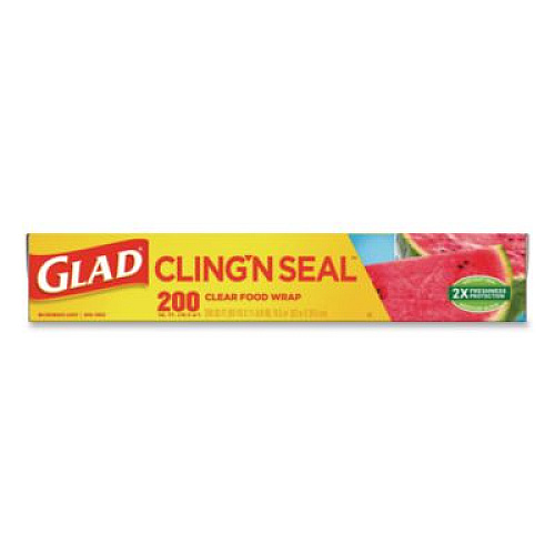 Glad Cling'N Seal Plastic Food Wrap, 11.62" x 69 yd, 12 Rolls/Carton (00020CT)